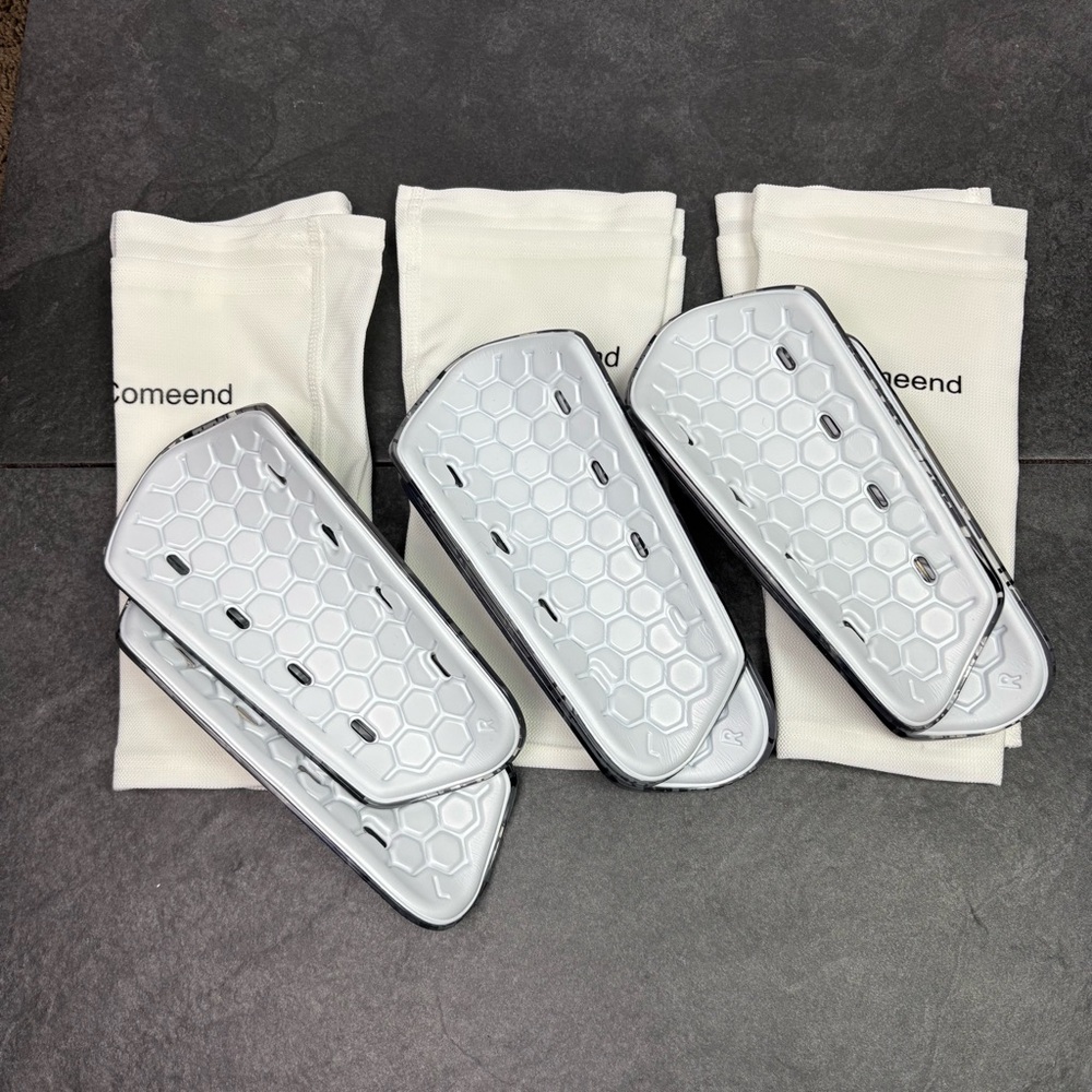 NEW 3 Pairs Kids Large Soccer Shin Guards Gray